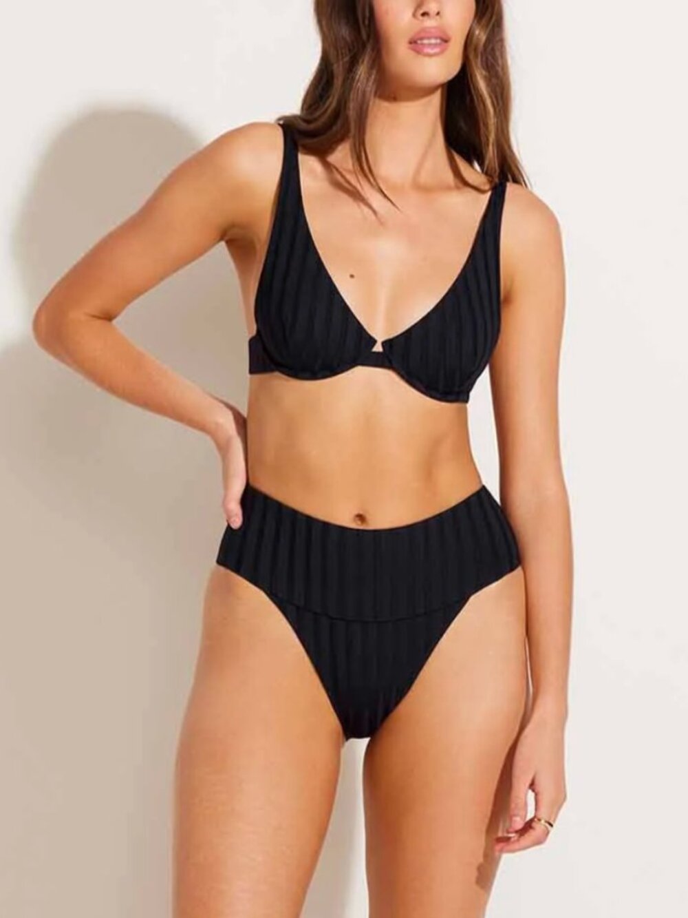 Vitamin A Emmi High Waist Bottom - Black Super Rib Medium